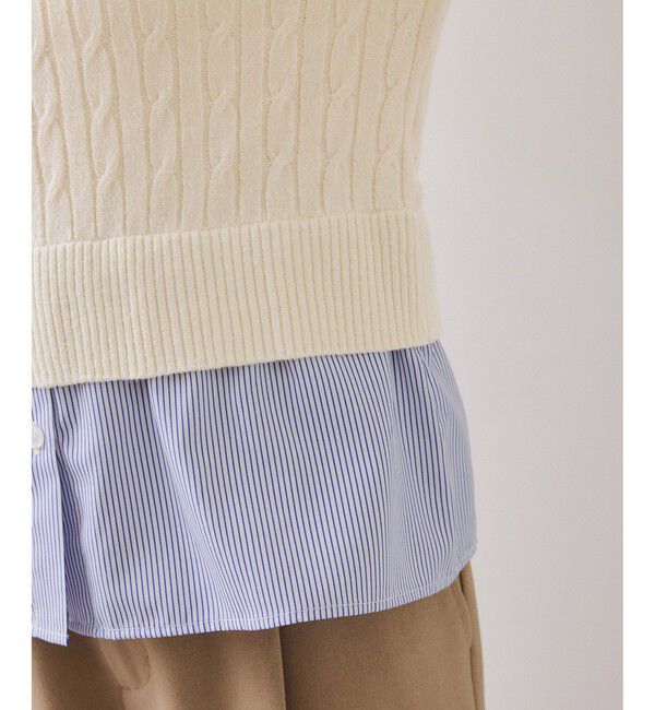 VIS「ハイゲージケーブシャツドッキングプルオーバー」|ニット・セーター|