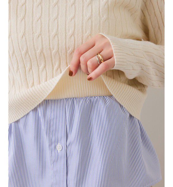 VIS「ハイゲージケーブシャツドッキングプルオーバー」|ニット・セーター|