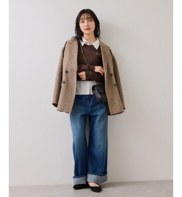 VIS「ハイゲージケーブシャツドッキングプルオーバー」|ニット・セーター|