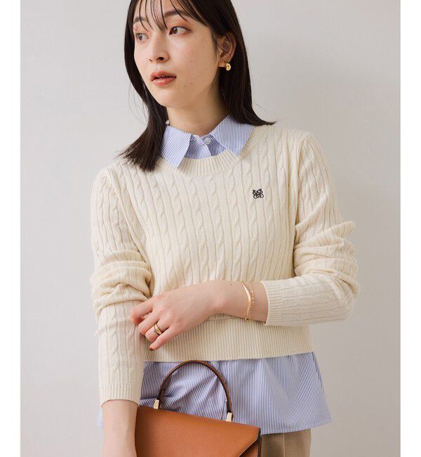 VIS「ハイゲージケーブシャツドッキングプルオーバー」|ニット・セーター|