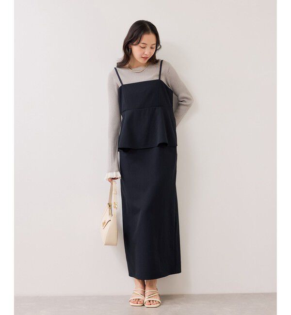 VIS「【WEB限定】美easyコンフォートツイルペプラム切替キャミワンピース/イージーケア・UVケア」|ワンピース|