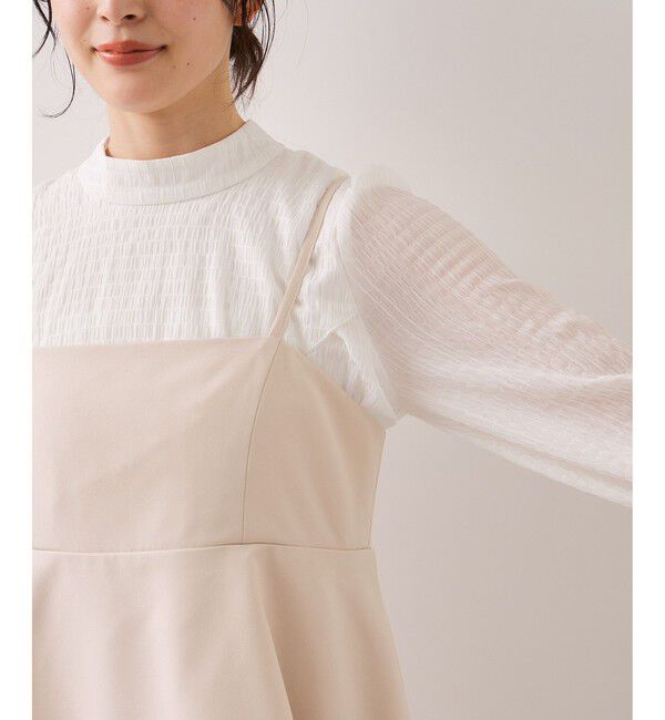 VIS「【WEB限定】美easyコンフォートツイルペプラム切替キャミワンピース/イージーケア・UVケア」|ワンピース|