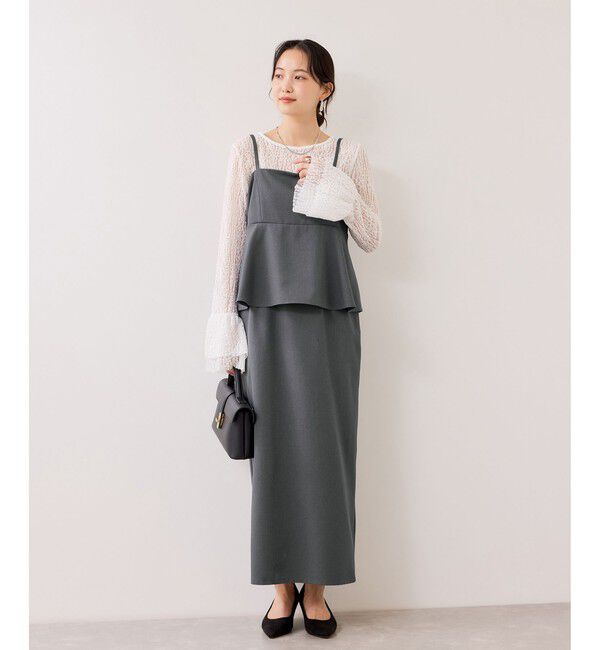 VIS「【WEB限定】美easyコンフォートツイルペプラム切替キャミワンピース/イージーケア・UVケア」|ワンピース|