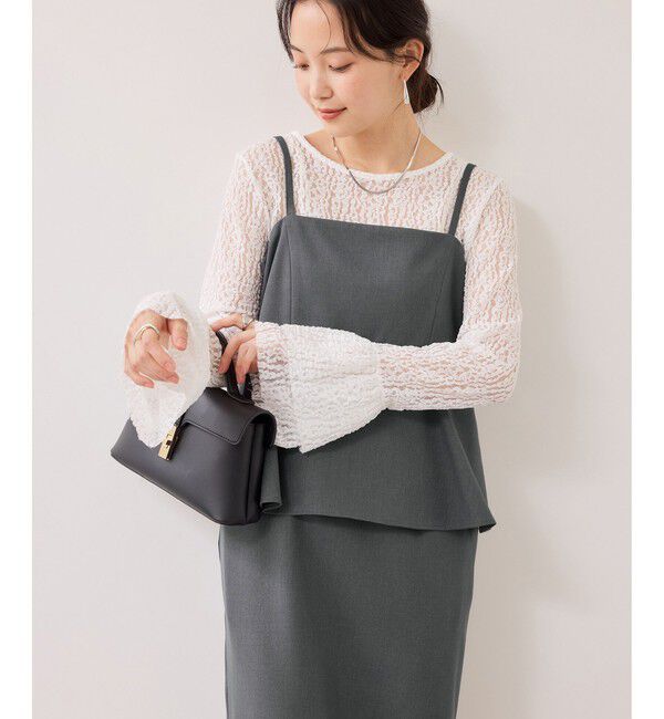 VIS「【WEB限定】美easyコンフォートツイルペプラム切替キャミワンピース/イージーケア・UVケア」|ワンピース|