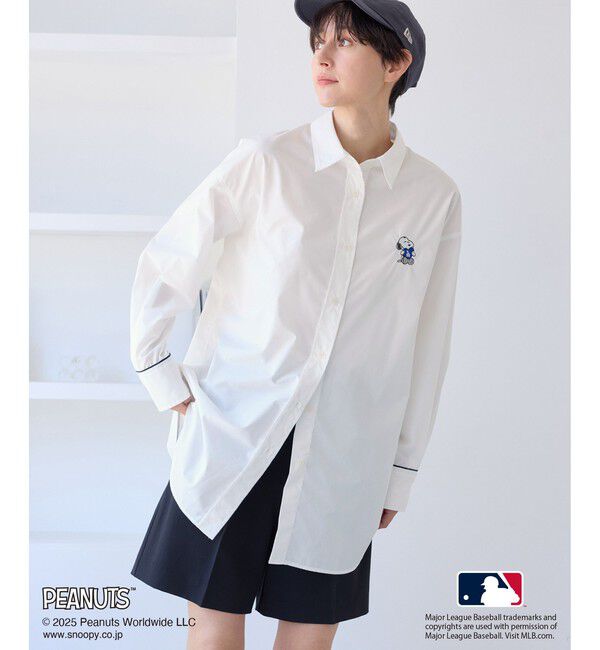 Rope&rsquo;Picnic「【PEANUTS&times;MLB COLLECTION by ROPE' PICNIC】オーバーサイズシャツ」|シャツ・ブラウス|ホワイト(10)