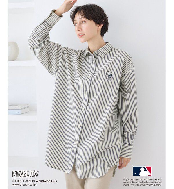 Rope&rsquo;Picnic「【PEANUTS&times;MLB COLLECTION by ROPE' PICNIC】オーバーサイズシャツ」|シャツ・ブラウス|