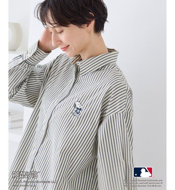 Rope&rsquo;Picnic「【PEANUTS&times;MLB COLLECTION by ROPE' PICNIC】オーバーサイズシャツ」|シャツ・ブラウス|