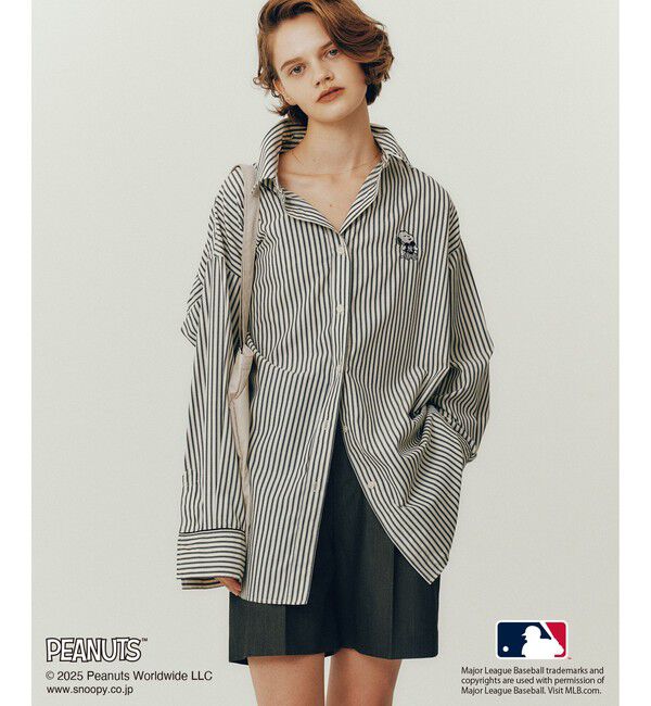 Rope&rsquo;Picnic「【PEANUTS&times;MLB COLLECTION by ROPE' PICNIC】オーバーサイズシャツ」|シャツ・ブラウス|オフホワイト(15)