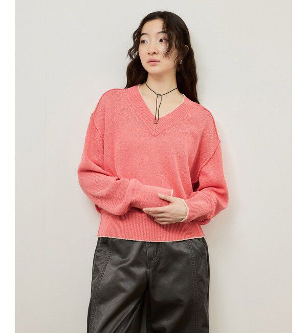 ADAM ET ROPE'「ペーパーヤーンプルオーバー」|ニット・セーター|ピンク(63)