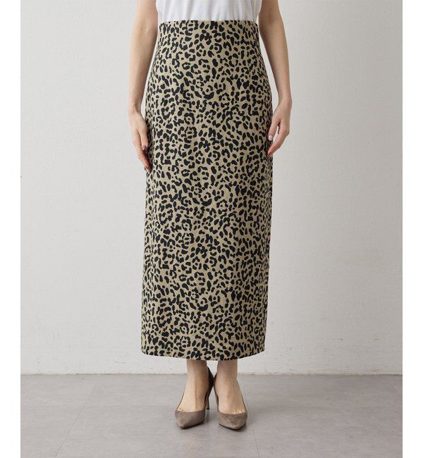  「リネンレオパードスカート」|スカート|