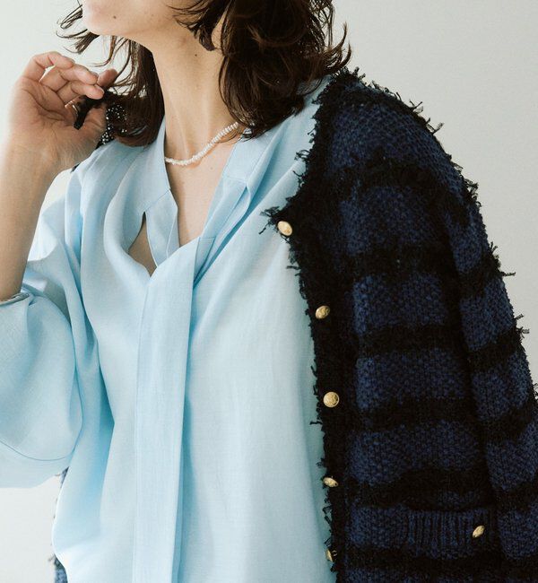  「予約【オンオフ使える】ナロータイブラウス」|シャツ・ブラウス|サックスブルー