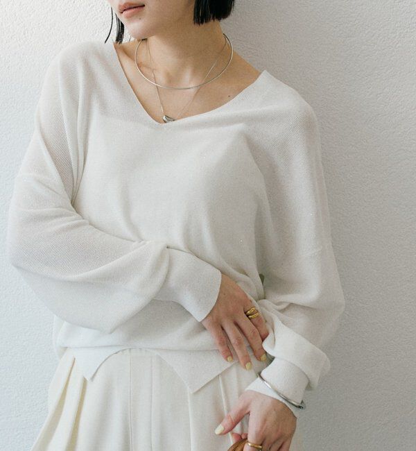  「【華やかな煌めき】ペーパースパングルニット」|ニット・セーター|オフホワイト
