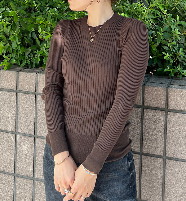 Rouge vif「シルク混ワイドリブプルオーバーニット」|ニット・セーター|