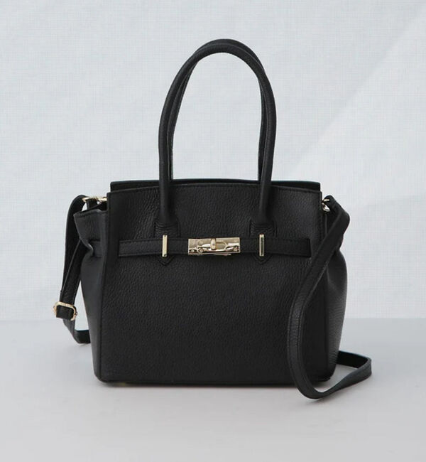 Rouge vif「【追加2】【AULENTTI/オウレンティ】レザーベルト付ミディトートバッグ」|ショルダー・メッセンジャー|ブラック