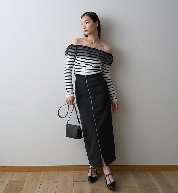 Rouge vif「【一部店舗限定】フロントZIPストレッチハイウエストスカート」|スカート|