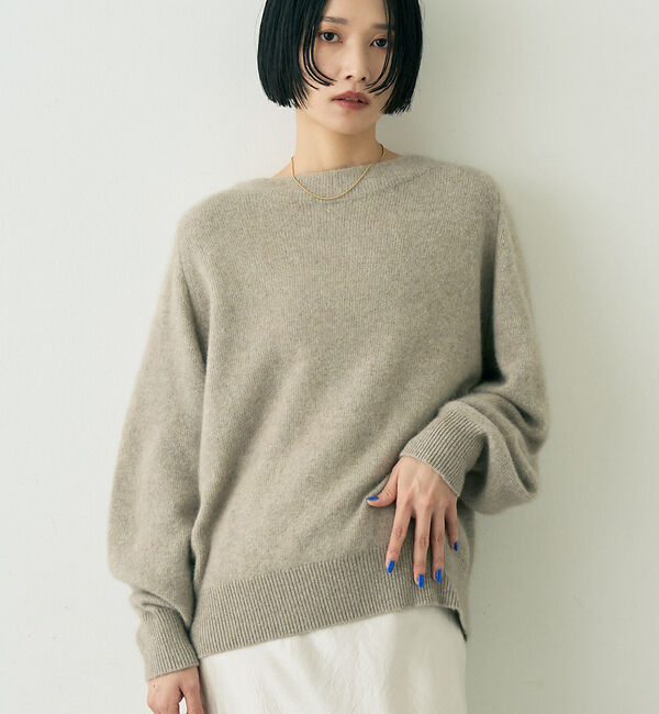 Rouge vif「ラクーン混ボトルネックニットプルオーバー」|ニット・セーター|ベージュ