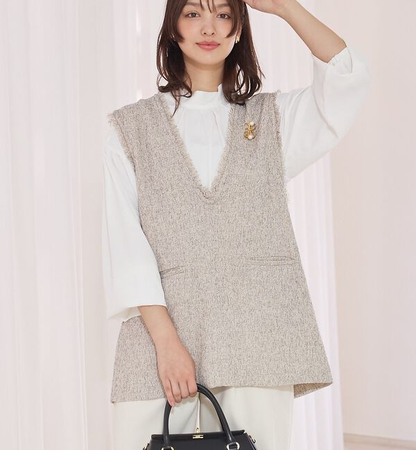 abahouse mavie「ツイードフリンジベスト」|ベスト・ジレ|