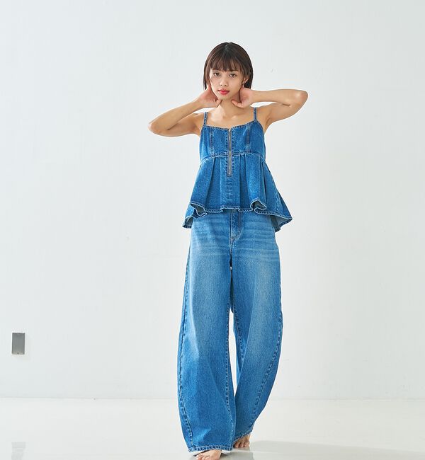 abahouse mavie「【オリジナル】ウォッシュドバレルジーンズ/大人カジュアル/カーブパンツ/春服【予」|デニム|