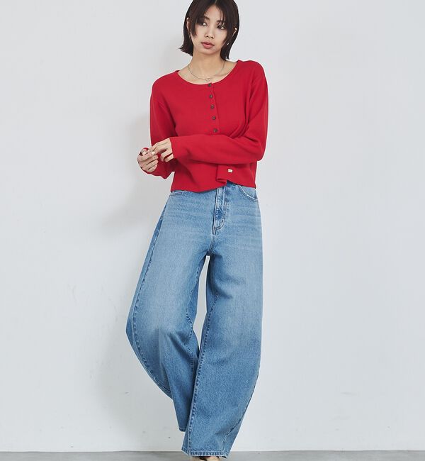 abahouse mavie「【オリジナル】ウォッシュドバレルジーンズ/大人カジュアル/カーブパンツ/春服【予」|デニム|