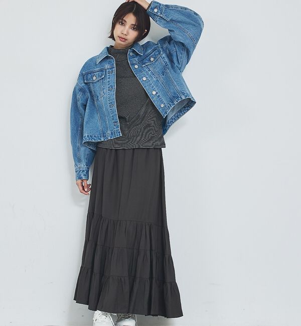 abahouse mavie「【オリジナル】デニムショートジャケット/バルーン袖/長袖/羽織/春服【予約】」|その他|