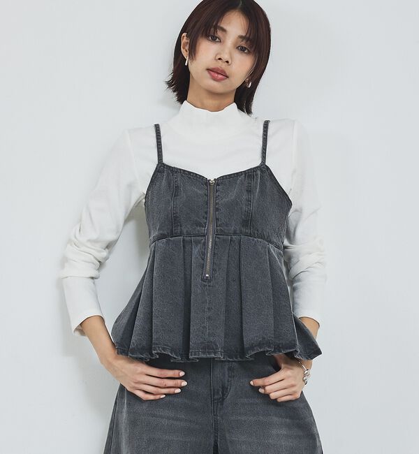 abahouse mavie「ウォッシュドデニムキャミ/レイヤード/バックリボン/春服/夏服【予約】」|キャミソール|