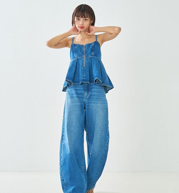 abahouse mavie「ウォッシュドデニムキャミ/レイヤード/バックリボン/春服/夏服【予約】」|キャミソール|