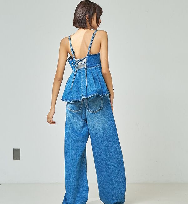 abahouse mavie「ウォッシュドデニムキャミ/レイヤード/バックリボン/春服/夏服【予約】」|キャミソール|