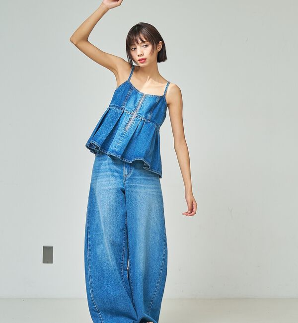 abahouse mavie「ウォッシュドデニムキャミ/レイヤード/バックリボン/春服/夏服【予約】」|キャミソール|