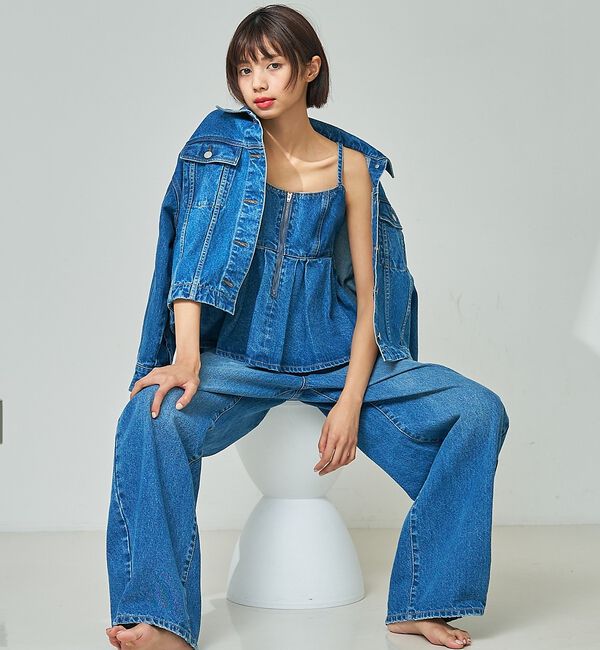 abahouse mavie「ウォッシュドデニムキャミ/レイヤード/バックリボン/春服/夏服【予約】」|キャミソール|