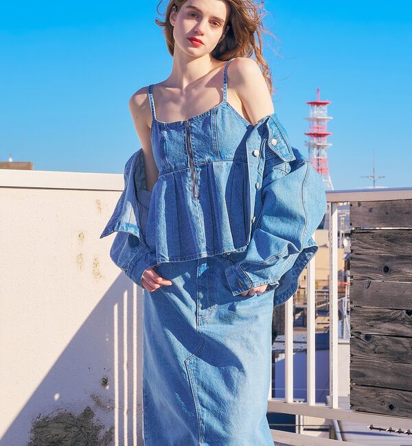 abahouse mavie「ウォッシュドデニムキャミ/レイヤード/バックリボン/春服/夏服【予約】」|キャミソール|