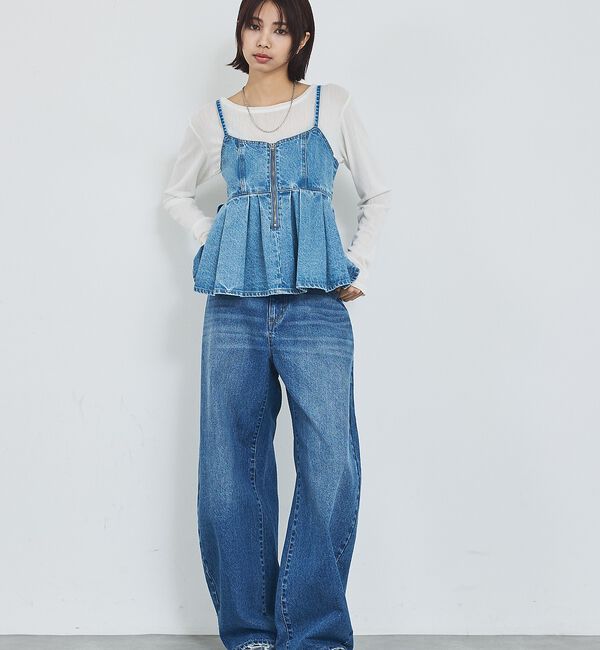 abahouse mavie「ウォッシュドデニムキャミ/レイヤード/バックリボン/春服/夏服【予約】」|キャミソール|