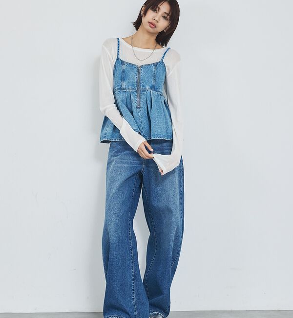 abahouse mavie「ウォッシュドデニムキャミ/レイヤード/バックリボン/春服/夏服【予約】」|キャミソール|