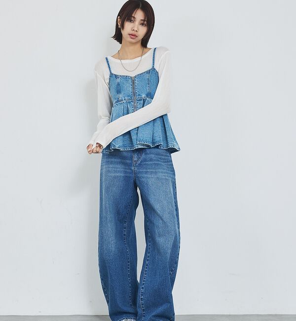 abahouse mavie「ウォッシュドデニムキャミ/レイヤード/バックリボン/春服/夏服【予約】」|キャミソール|