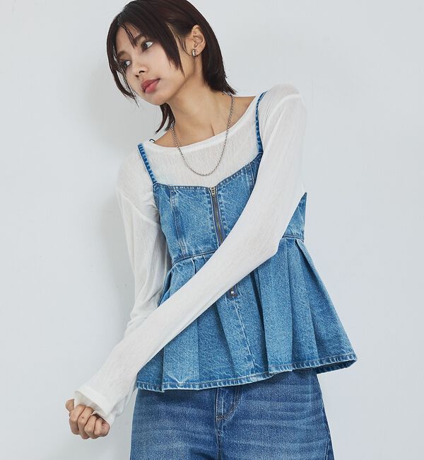 abahouse mavie「ウォッシュドデニムキャミ/レイヤード/バックリボン/春服/夏服【予約】」|キャミソール|