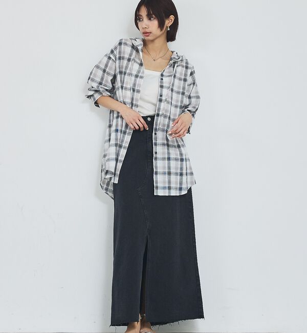 abahouse mavie「【前後スリット】Aラインデニムロングスカート/ハイウエスト/スタイルアップ/春服」|スカート|