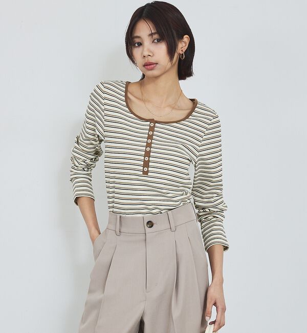 abahouse mavie「ボーダーヘンリーネックプルオーバー【予約】」|Tシャツ・カットソー|