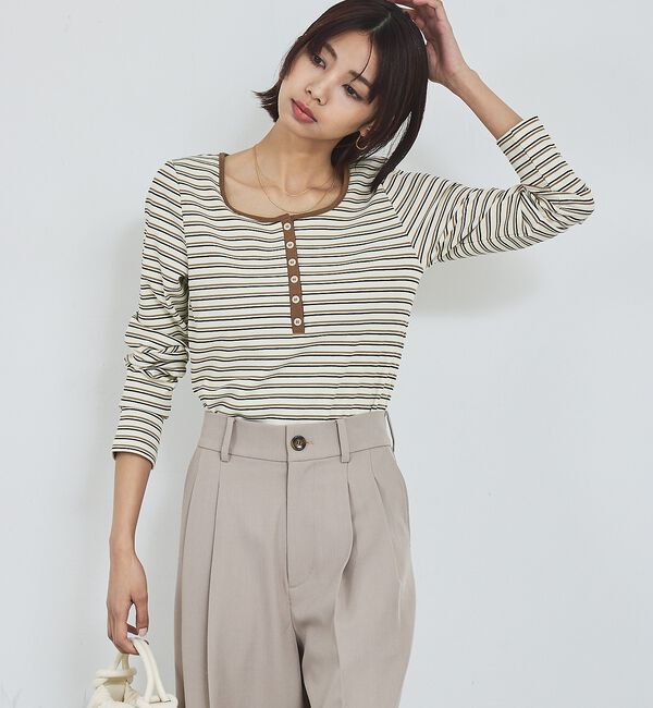 abahouse mavie「ボーダーヘンリーネックプルオーバー【予約】」|Tシャツ・カットソー|