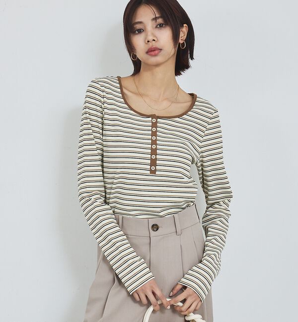 abahouse mavie「ボーダーヘンリーネックプルオーバー【予約】」|Tシャツ・カットソー|