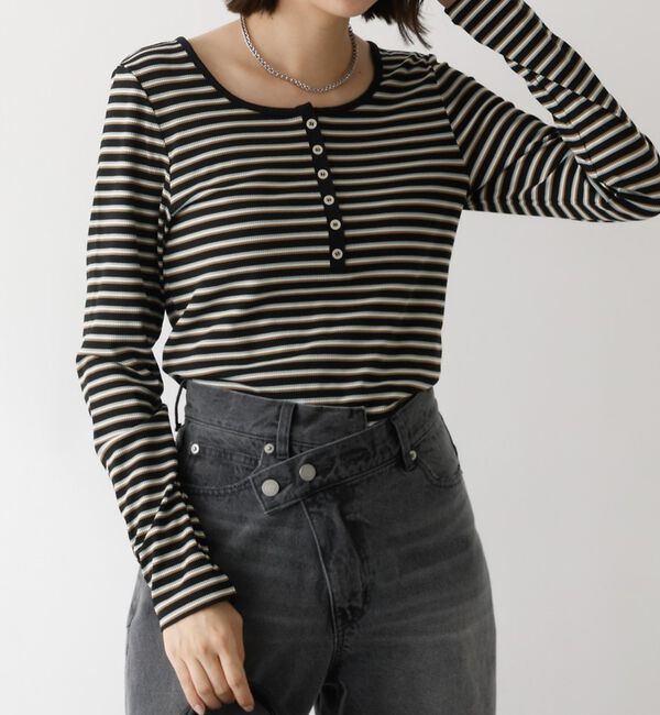 abahouse mavie「ボーダーヘンリーネックプルオーバー【予約】」|Tシャツ・カットソー|