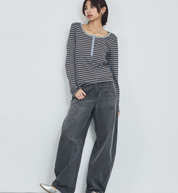 abahouse mavie「ボーダーヘンリーネックプルオーバー【予約】」|Tシャツ・カットソー|