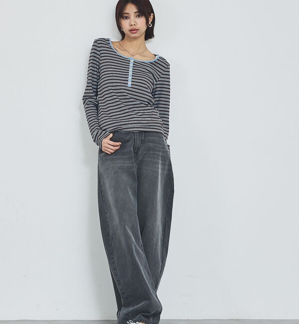 abahouse mavie「ボーダーヘンリーネックプルオーバー【予約】」|Tシャツ・カットソー|