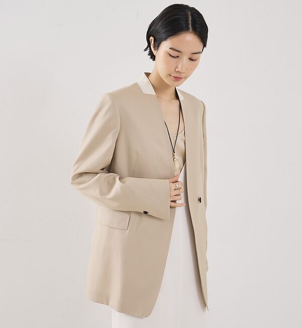 The Store by C' 「【COCUCA】ノーカラージャケット【予約】」|ノーカラージャケット|ベージュ