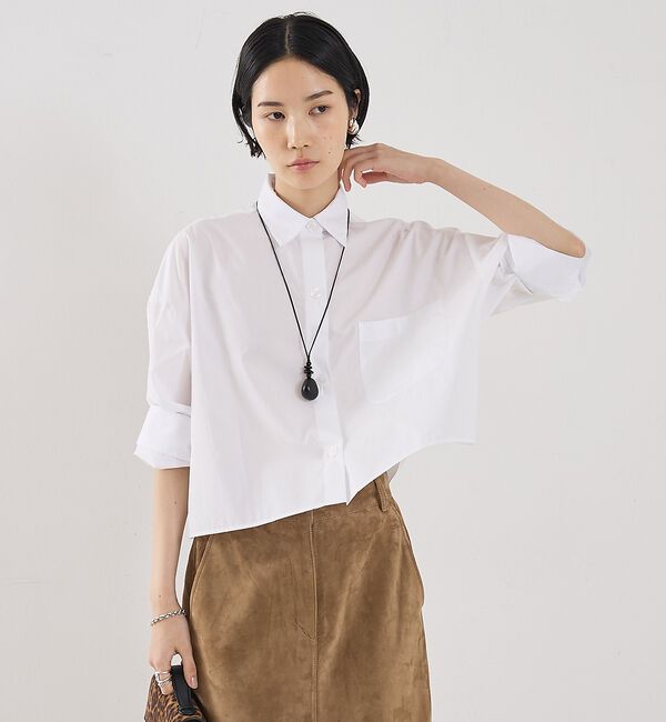 The Store by C' 「【TWP】Next Ex／クロップ丈シャツ」|シャツ・ブラウス|ホワイト