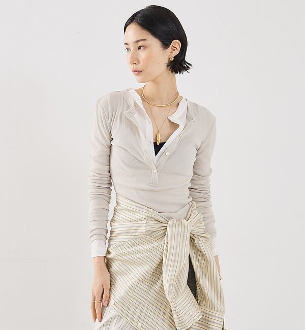 The Store by C' 「【COCUCA】ヘンリーリブプルオーバー【予約】」|Tシャツ・カットソー|ベージュ