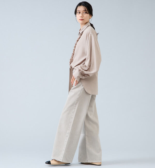 Liesse「シャンブレーフリルシャツブラウス」|シャツ・ブラウス|