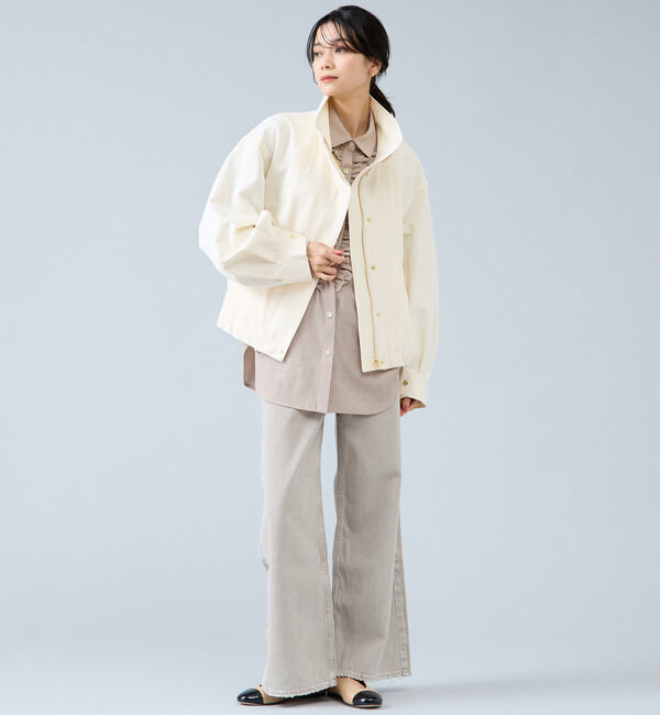 Liesse「シャンブレーフリルシャツブラウス」|シャツ・ブラウス|