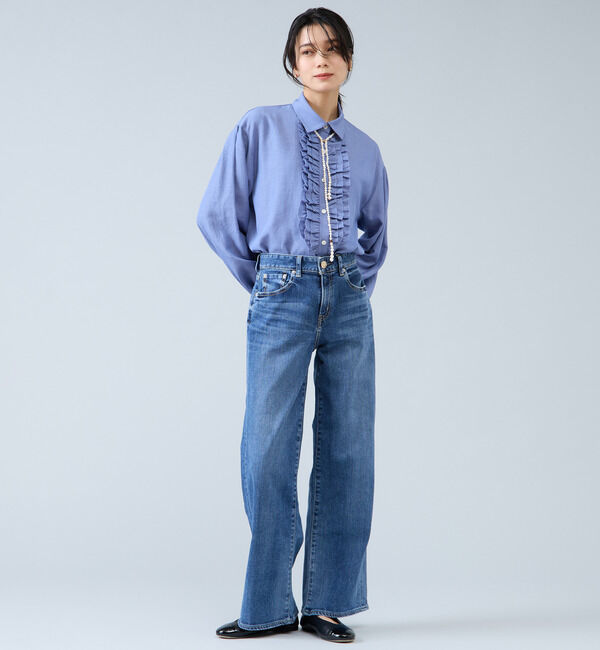 Liesse「シャンブレーフリルシャツブラウス」|シャツ・ブラウス|