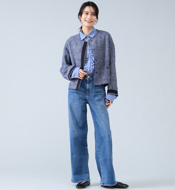 Liesse「シャンブレーフリルシャツブラウス」|シャツ・ブラウス|