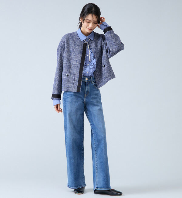 Liesse「シャンブレーフリルシャツブラウス」|シャツ・ブラウス|