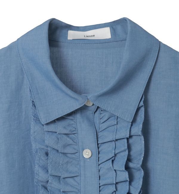 Liesse「シャンブレーフリルシャツブラウス」|シャツ・ブラウス|